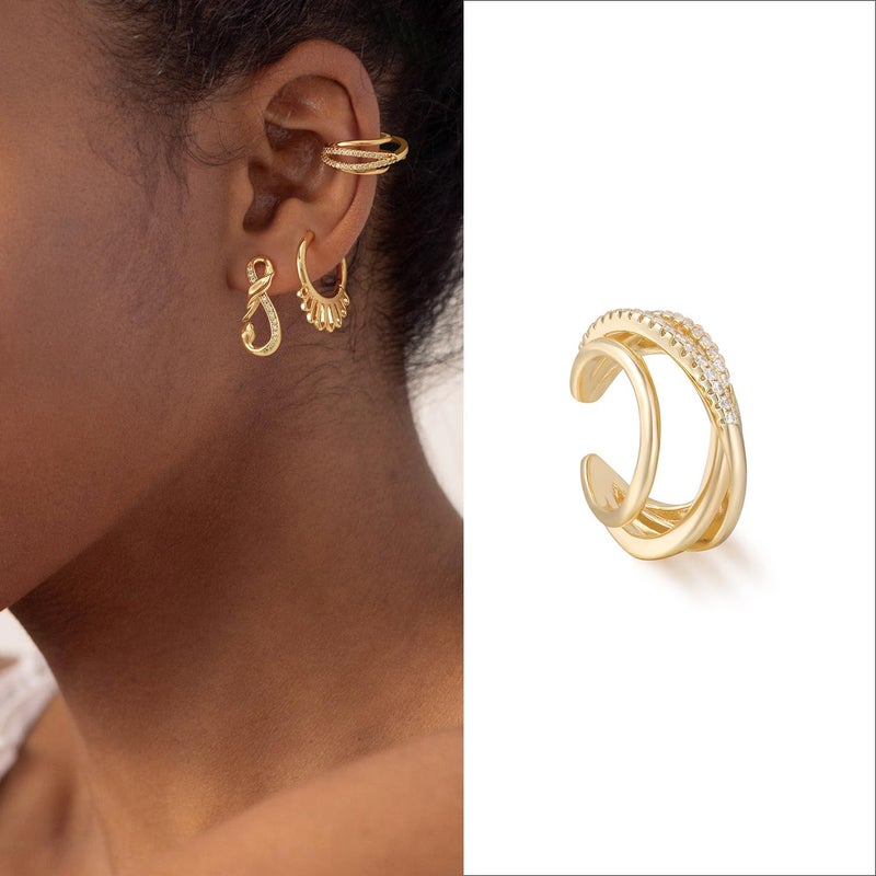 MYEARS Women Ear Cuff Earring Gold Non Pierced Ear Cartilage Clip on Wrap Hoop 14K Gold Filled Tiny Boho Beach Simple Minimalist Delicate Handmade Hypoallergenic Jewelry Gift-Sold as Single/Pair - Image 2